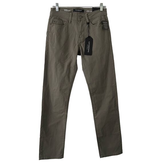 Liverpool Men's Kingston The Modern Straight Twill Slim Pants Green 28 X 32 New - Picture 1 of 9